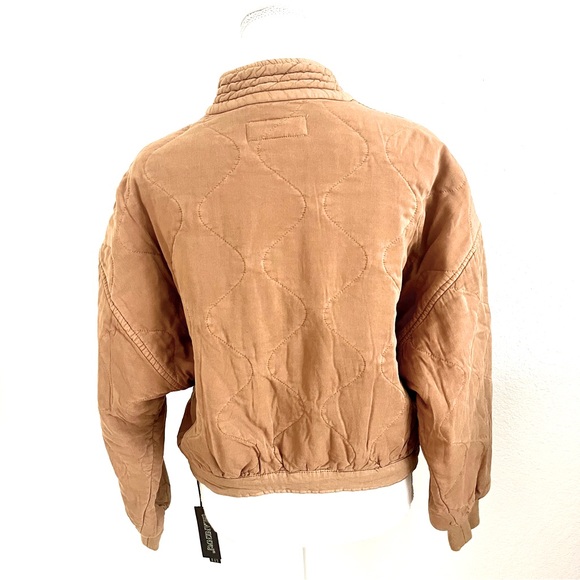 New Women's Quilted Tan Brown Jacket - Picture 2 of 5